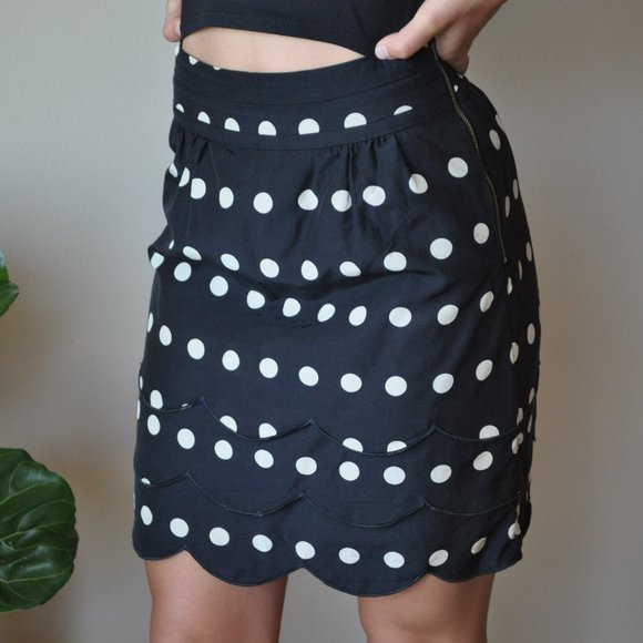 Anthropologie Dresses & Skirts - Anthropologie Floreat Black Polka Dot Skirt SZ 0